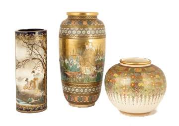 Three Signed Satsuma Vases