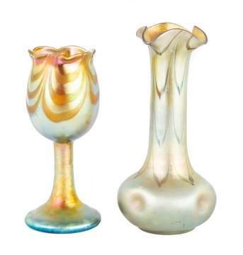 Two Steuben Gold Aurene Vases
