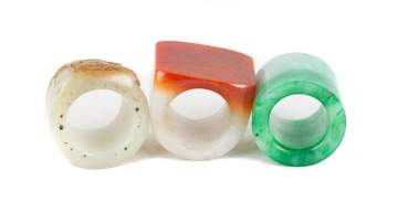 Three Chinese Jade Archer's Rings