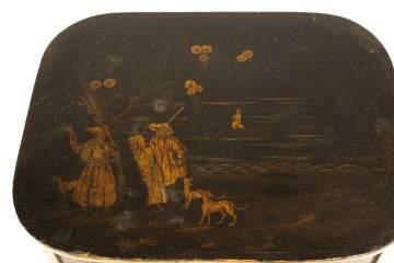 Lacquer Sewing Stand with Asian Motif