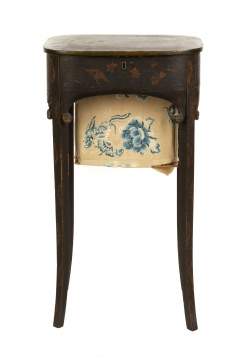 Lacquer Sewing Stand with Asian Motif