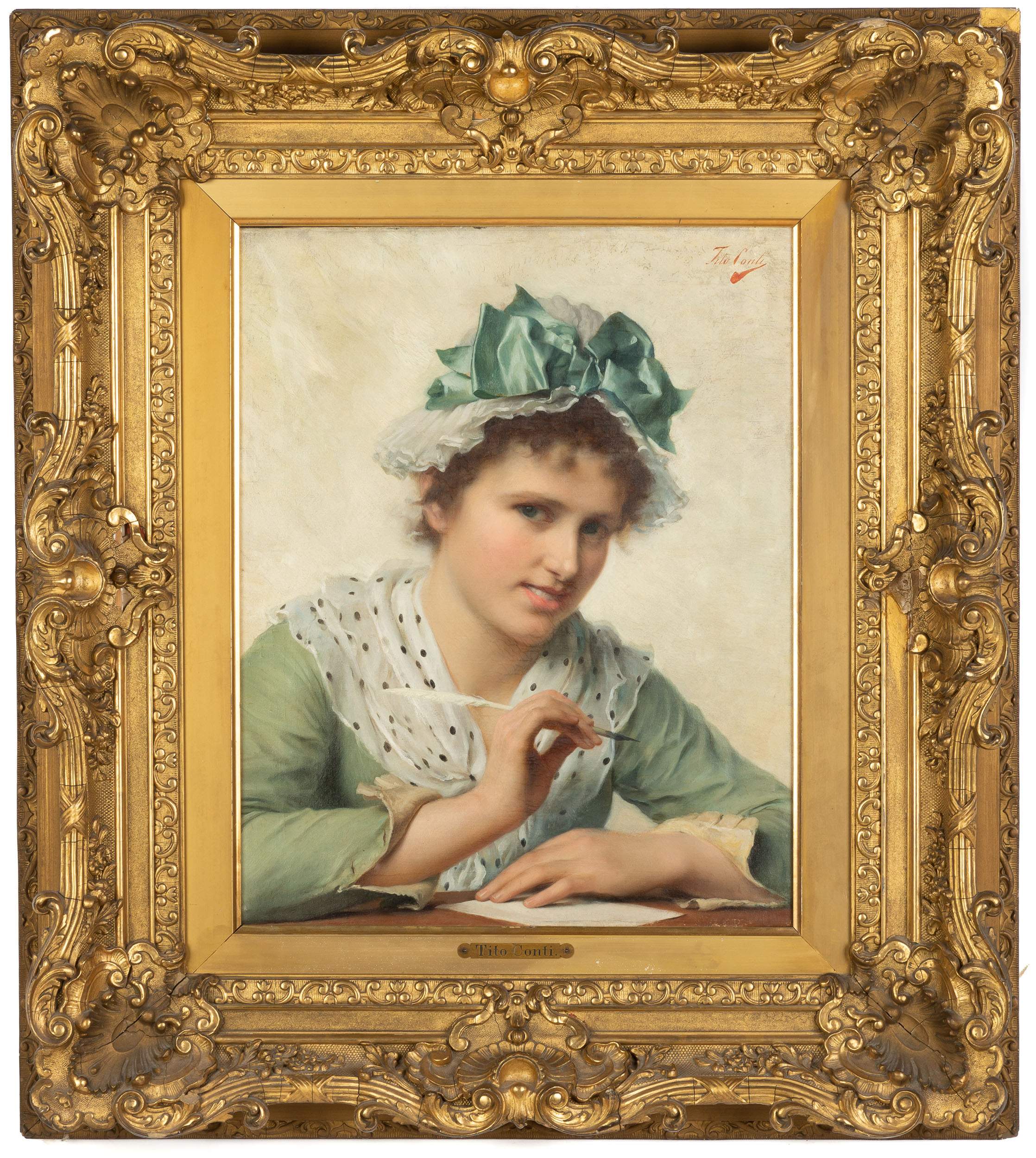 Tito Conti (Italian, 1842-1924) A Young Lady Writing | Cottone Auctions