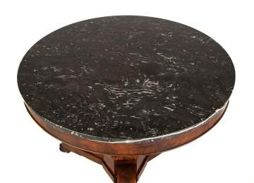 Neoclassical Marble Top Mahagony Center Table