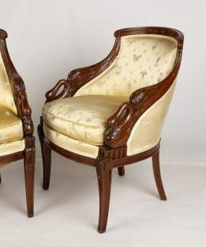 Pair of Neoclassical Fruitwood Swan Chairs