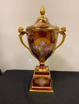 Vienna Hand Painted Three Piece Covered Urn