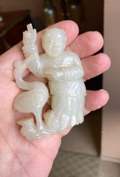 Chinese Jade Figural Group and Dragon Belt Hooks