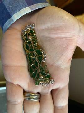 Jadeite, Gold and Diamond Dragon Brooch