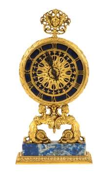 E. F. Caldwell & Co. Lapis & Bronze Cabinet Clock