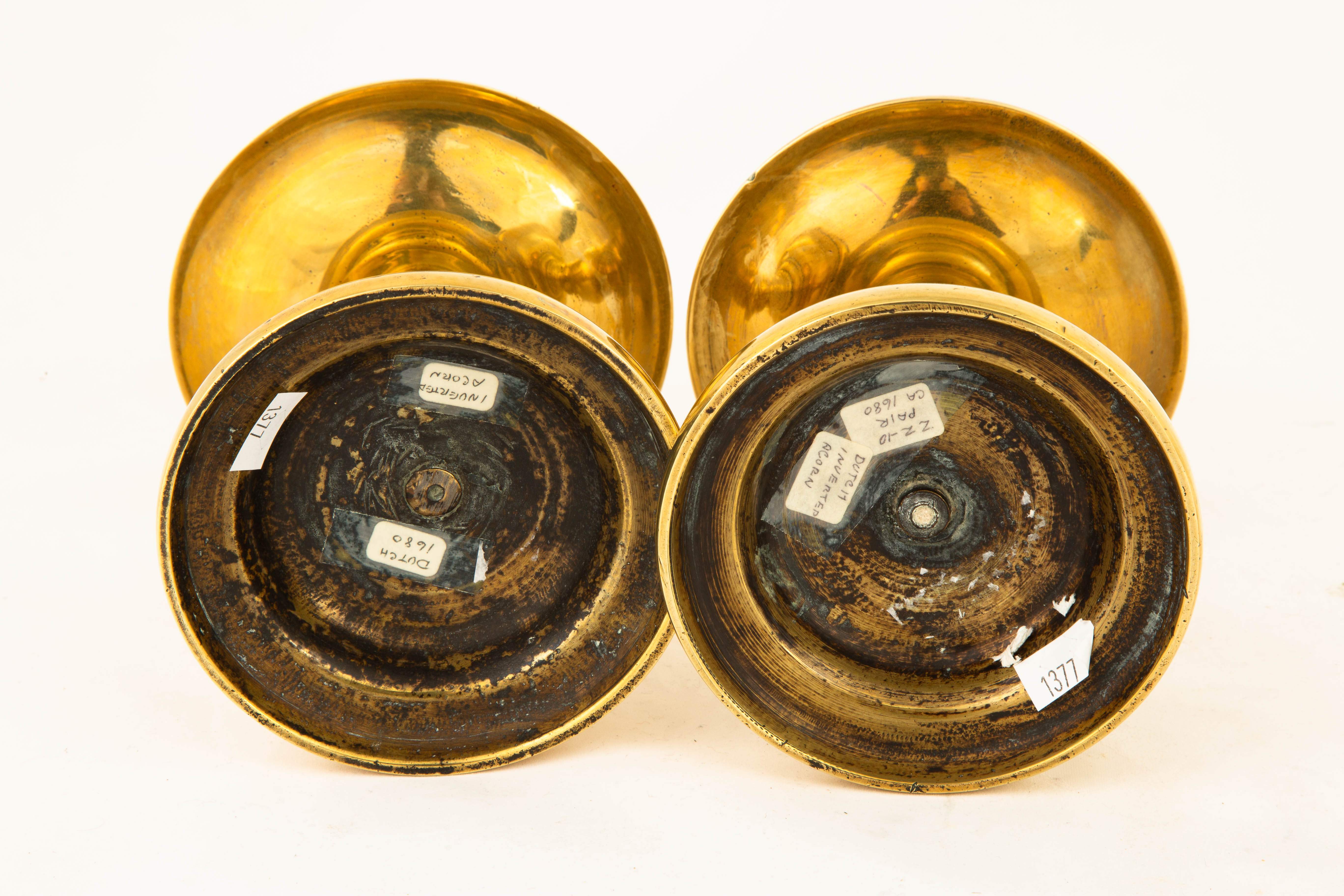 Early Pair Dutch Brass Turned Candlesticks Cottone Auctions