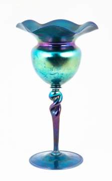 Large Steuben Blue Aurene Vase