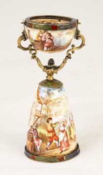 Enameled Viennese Figural Wedding Cup