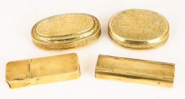 2 Early Dutch Tobacco Boxes, Match Safe, Nutmeg  Grater