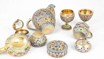 Group of Russian Silver & Enameled Articles
