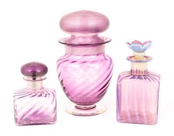 Three Steuben Amethyst Pieces