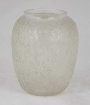 René Lalique (French, 1860 - 1945) Molded and Frosted Vase