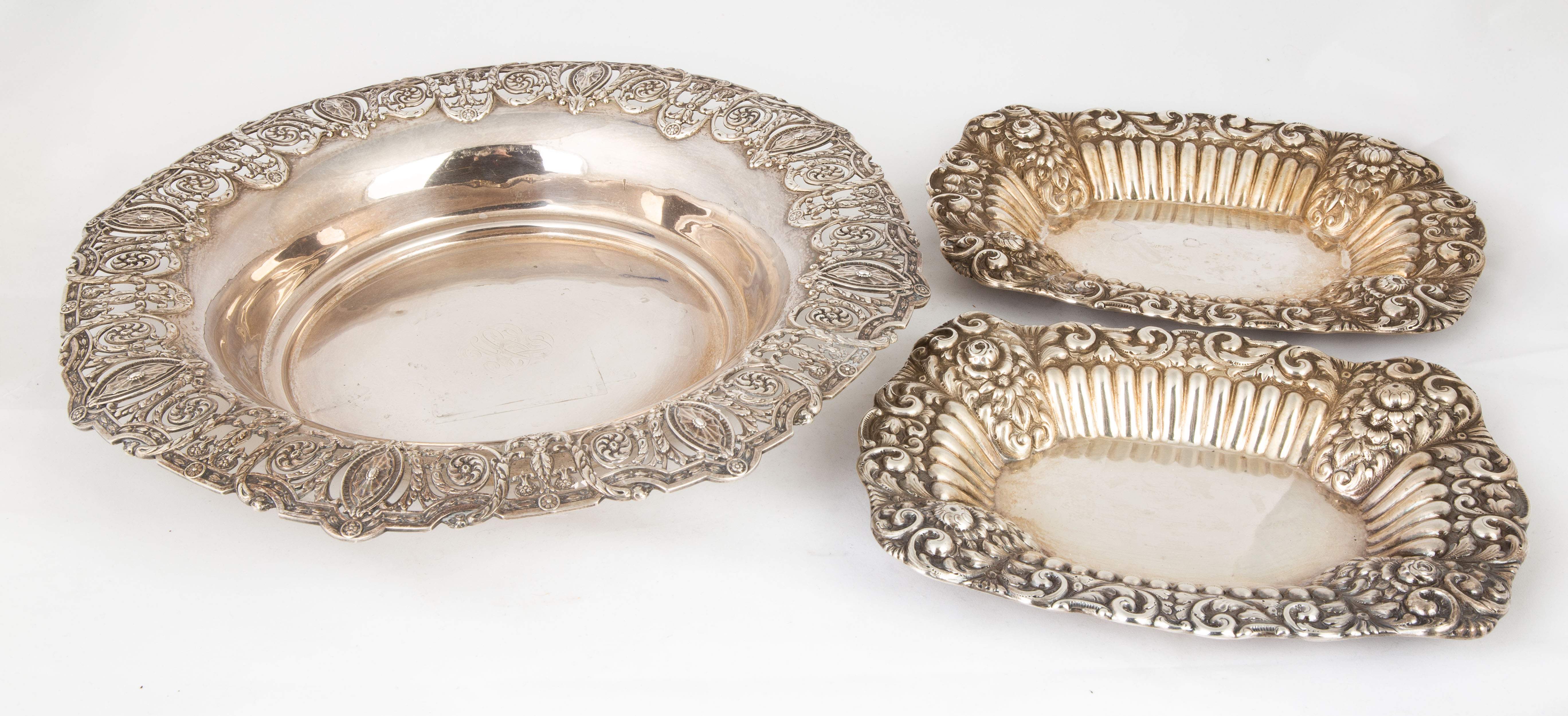 Sterling Silver Serving Bowl & Two Trays Cottone Auctions