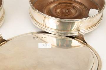Silver Tea Stand and Two Silver Wine Coasters