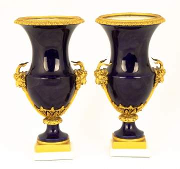 Pair of Sevres Style Porcelain Vases