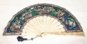Chinese Finely Painted and Carved Fan