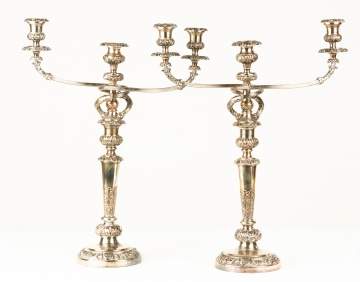 Pair of Sheffield Plate Candelabras