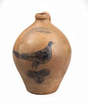 W. H. Farrar Geddes, NY Stoneware With Rare  Incised Bird