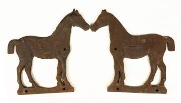 Pair of Cast Iron Horse Windmill Weights