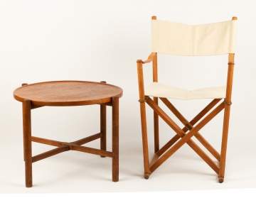 Hans Wagner (Danish, 1914-2007) Table & Mid Century Folding Chair