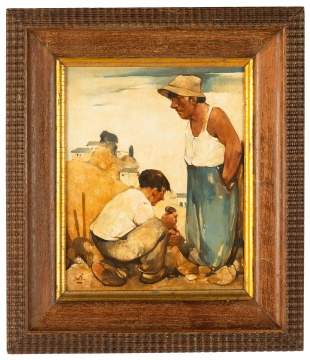 Willem Van Den Berg (Dutch, 1886-1970) "Stone Masons"