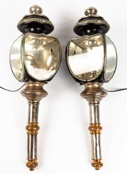 Pair of Nickel Plated and Tin Carriage Lights