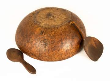 Burl Bowl with Butter Ladles