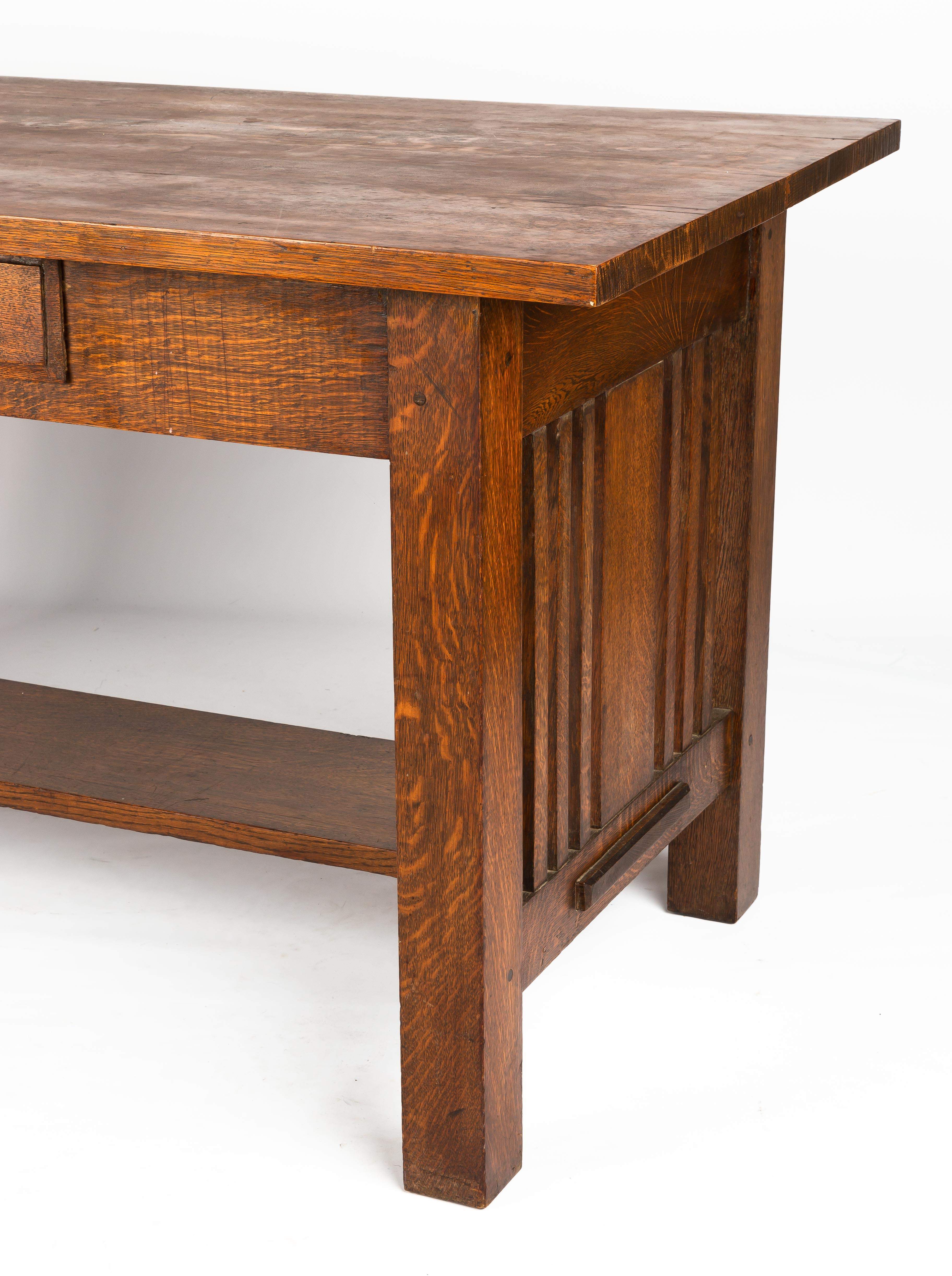 Arts and Crafts Oak Spindled Library Table Cottone Auctions