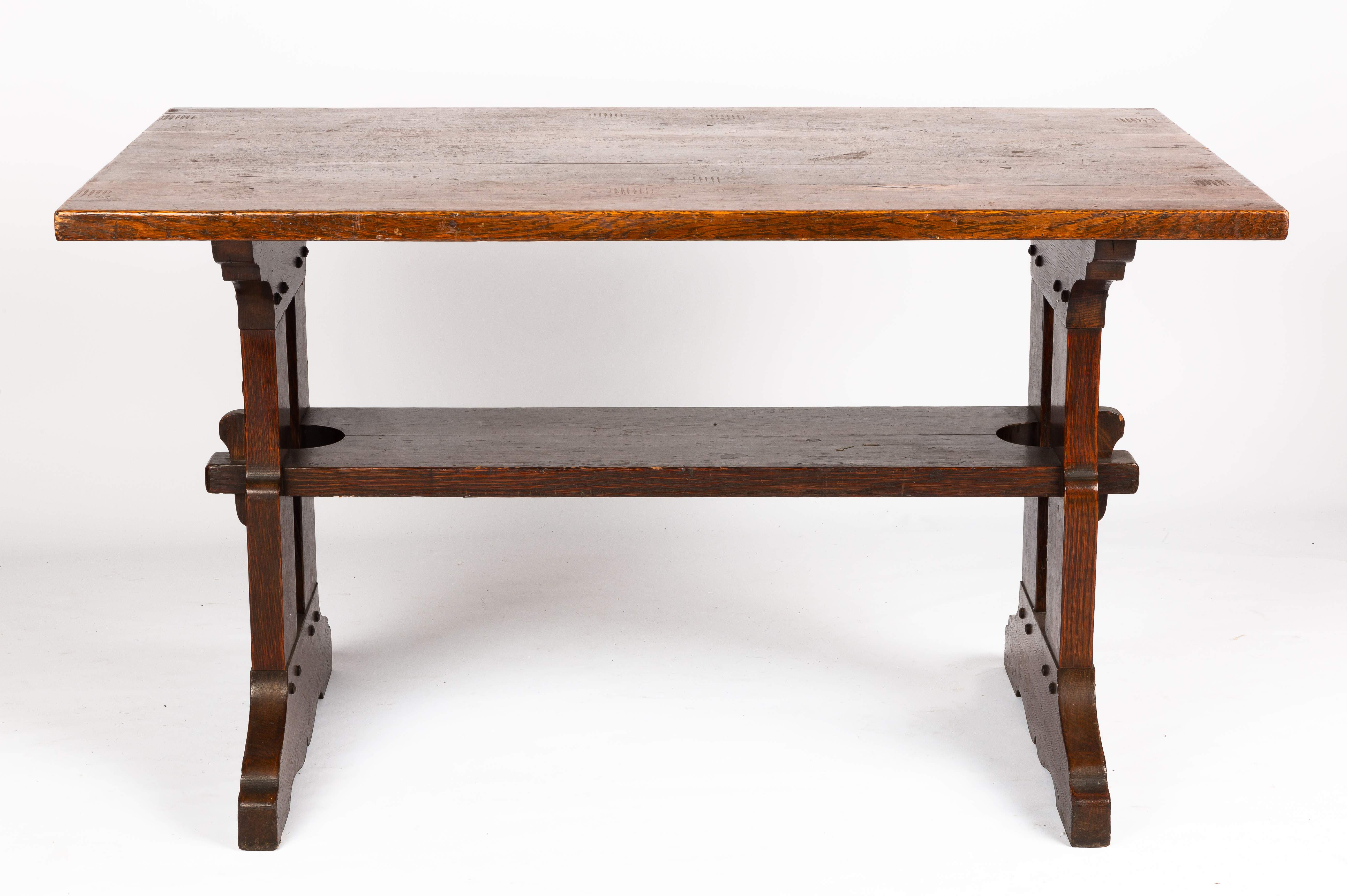 Gustav Stickley Oak Trestle Table Cottone Auctions
