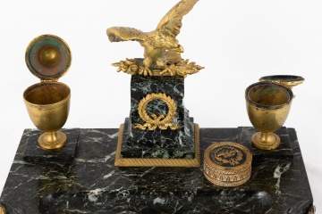 French Gilt Bronze and Marble Inkstand