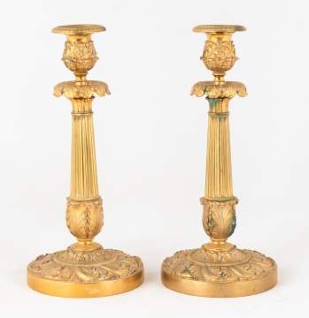 Pair of French Ormulu Bronze Candlesticks