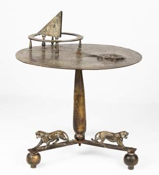 Unusual Brass Engraved Sundial Table