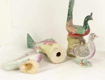 Two Pair of Chinese Hand Painted Porcelain Birds