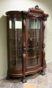 Carved Oak China Cabinet
