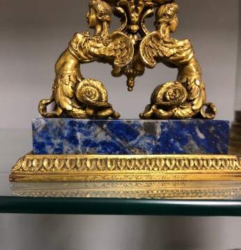 E. F. Caldwell & Co. Lapis & Bronze Cabinet Clock