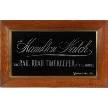 Hamilton Watch Co. Reverse Painted Advertising Sign