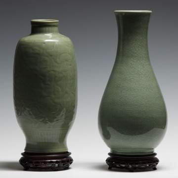 2 Celadon Vases