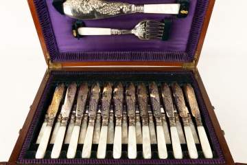 Levesley Brothers, Sheffield Silver Plate Fish & Fruit Set 