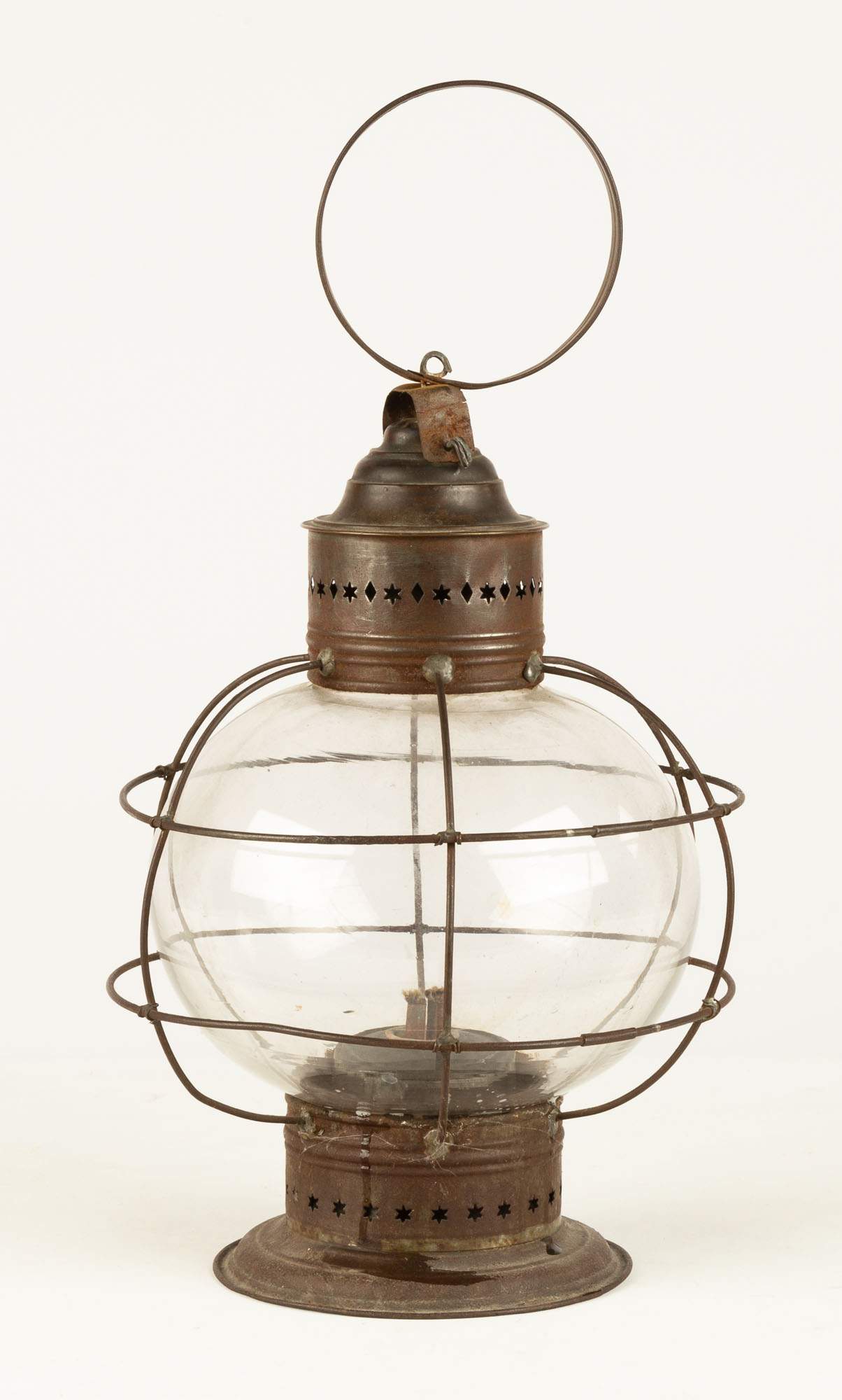 Whale Oil Onion Lantern with Blown Glass Shade Cottone Auctions
