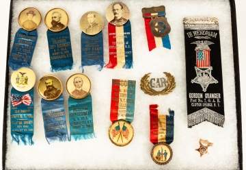 Group of Politcal G.A.R. Buttons and Ribbons