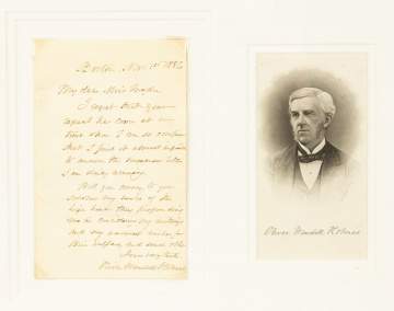 Engraving of a letter by Oliver Wendell Holmes (American, 1809-1894)