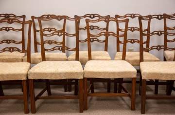 Assembled Set of Twelve Chippendale Ribbon Back Chairs