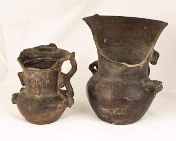 Pre-Colombian Style Ceramic Rain God Vessels 