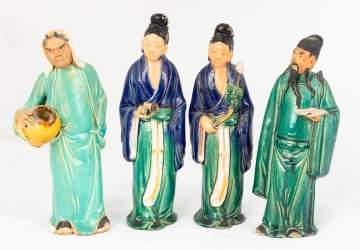Four Chinese Clay Glazed Figures