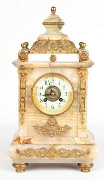 French Onyx and Brass Shelf Clock