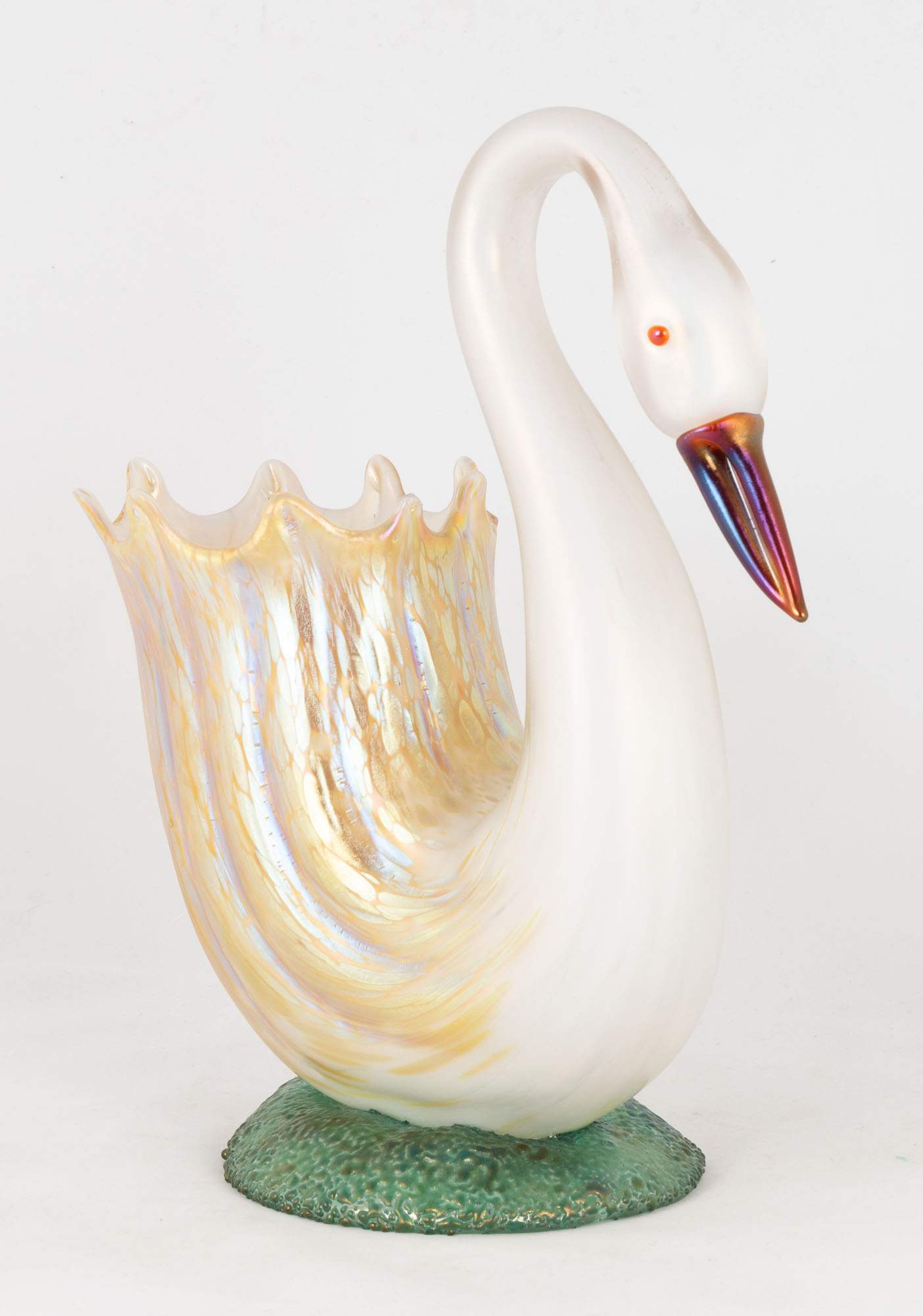 Blown Glass Swan Vase Cottone Auctions