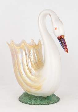 Blown Glass Swan Vase